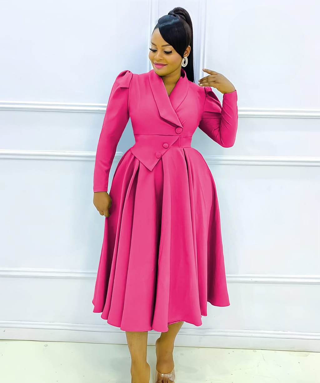 Blazer Style A-Line Midi Dress