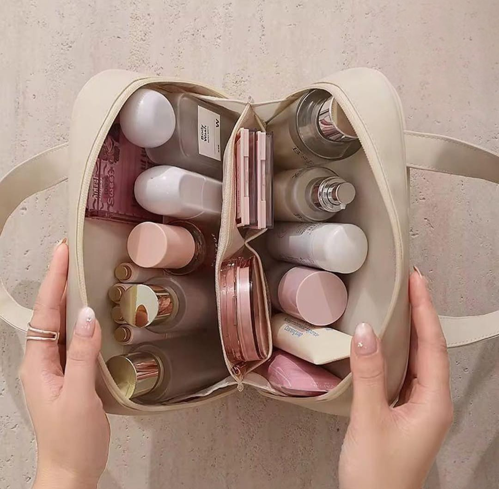 Large Capacity Travel Makeup Bag with Handle