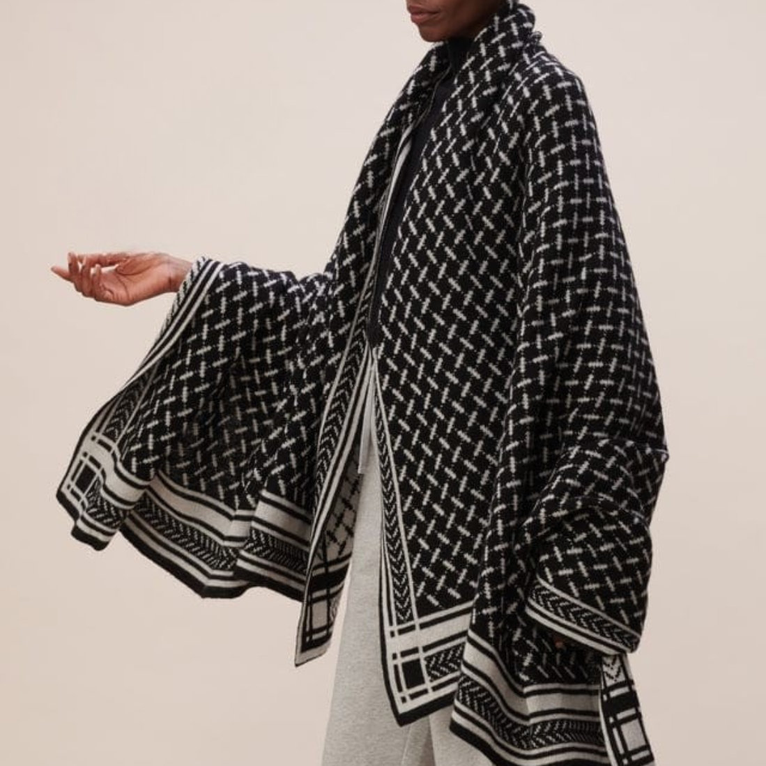 Geometric Knit Kimono Cape