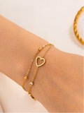 Gold Double Layer Heart Bracelet
