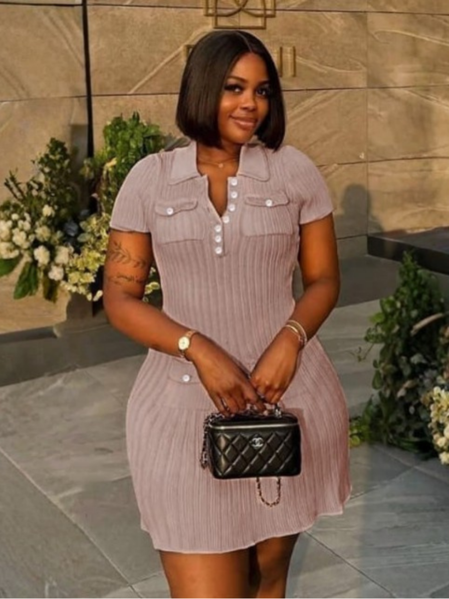 Ribbed Polo Mini Dress