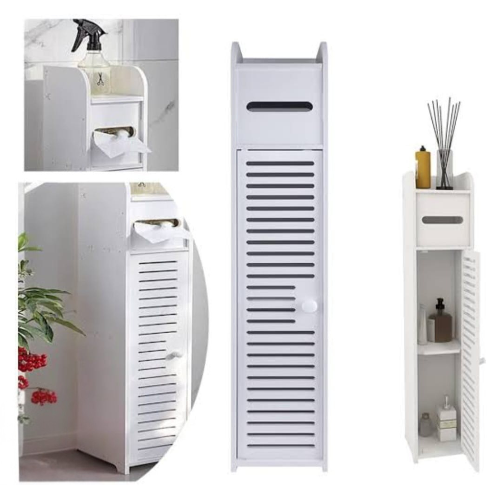 Slim Bathroom Storage Cabinet with Shutter Door