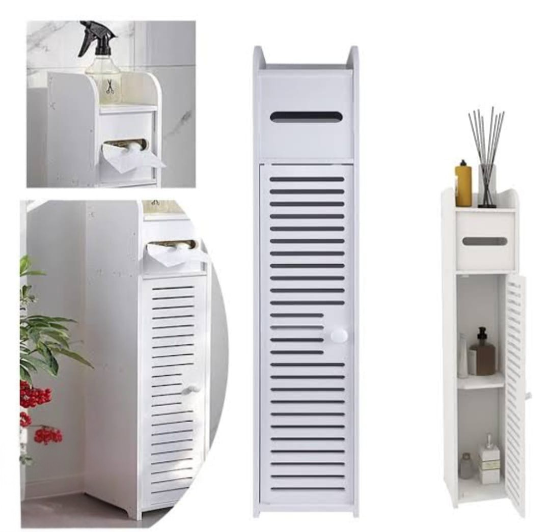 Slim Bathroom Storage Cabinet with Shutter Door