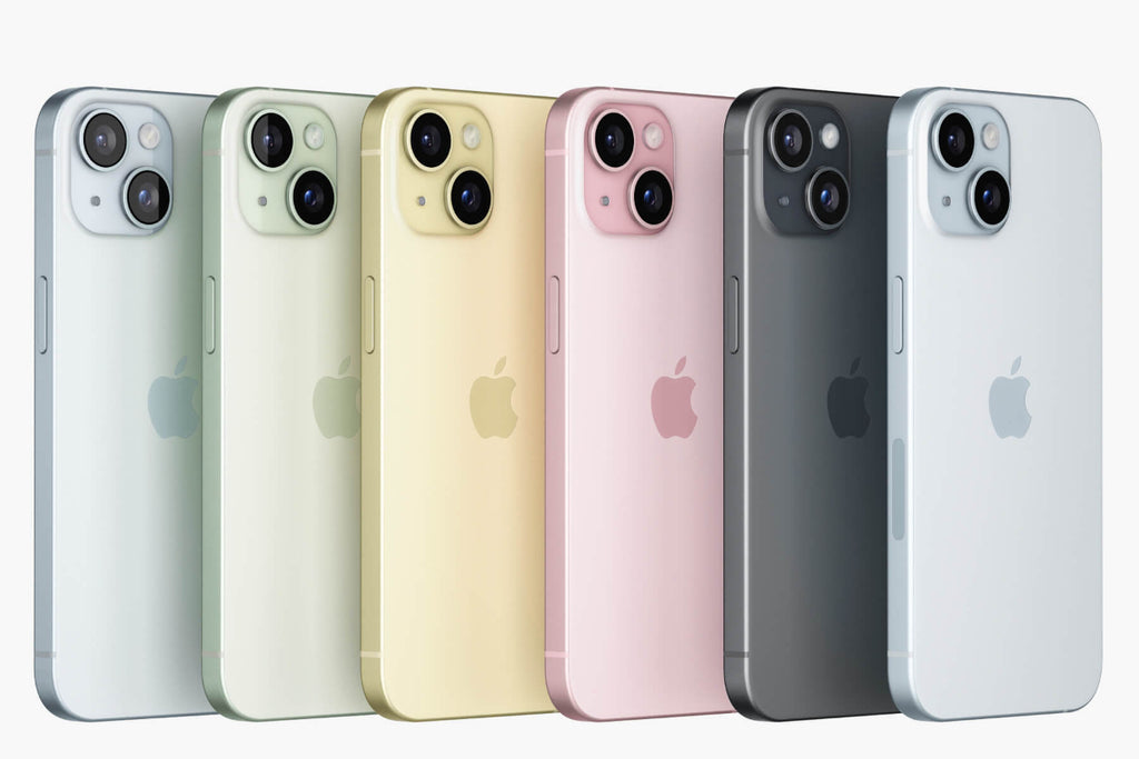 Apple iPhone 15 all colours - Blue, Green, Yellow, Pink, Black, White