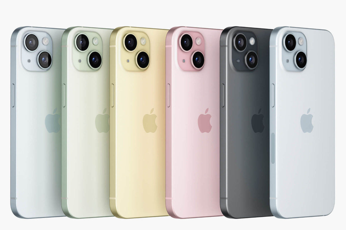 Apple iPhone 15 all colours - Blue, Green, Yellow, Pink, Black, White