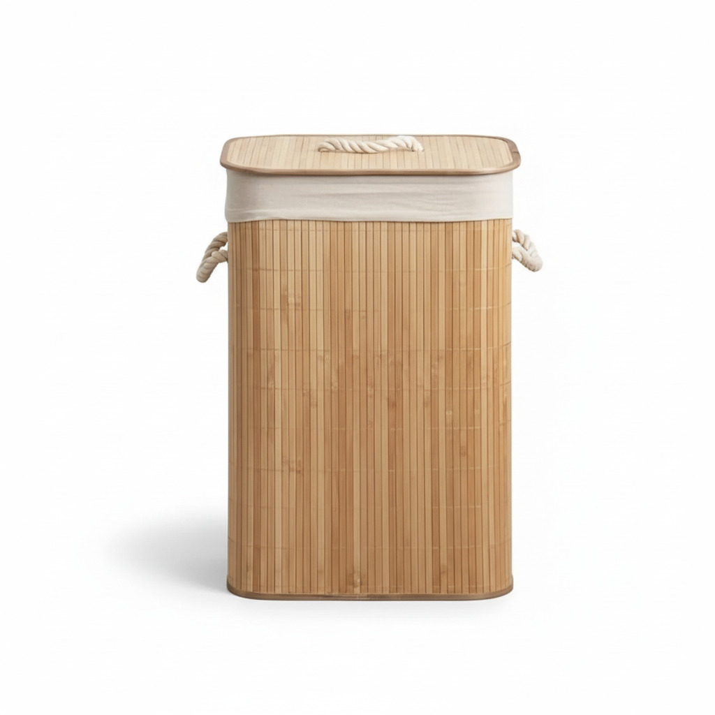 Bamboo Laundry Hamper - White Background