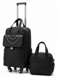 Black quilted travel bag set