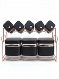 Black & Rose Gold Spice Jar Set – White Background