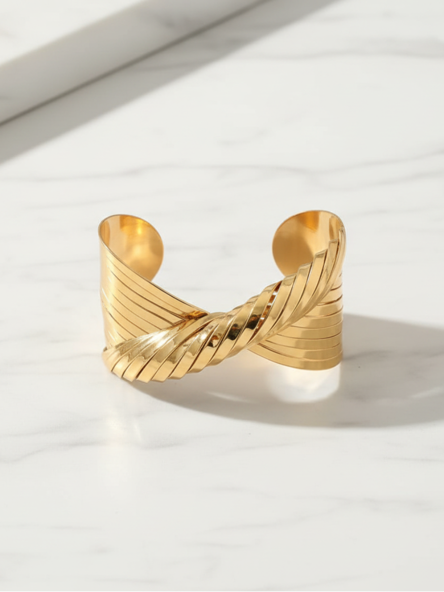 Gold Twisted Cuff Bracelet