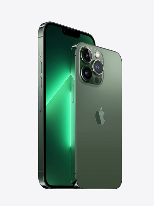 Apple iPhone 13 Pro in Alpine Green - front and back view
