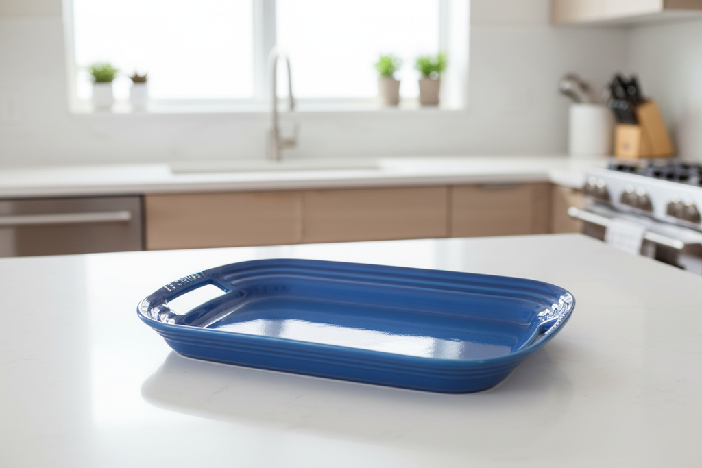 Le Creuset style ceramic serving tray lifestyle image