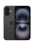 Apple iPhone 16 in Black showing front and back design with dual camera system