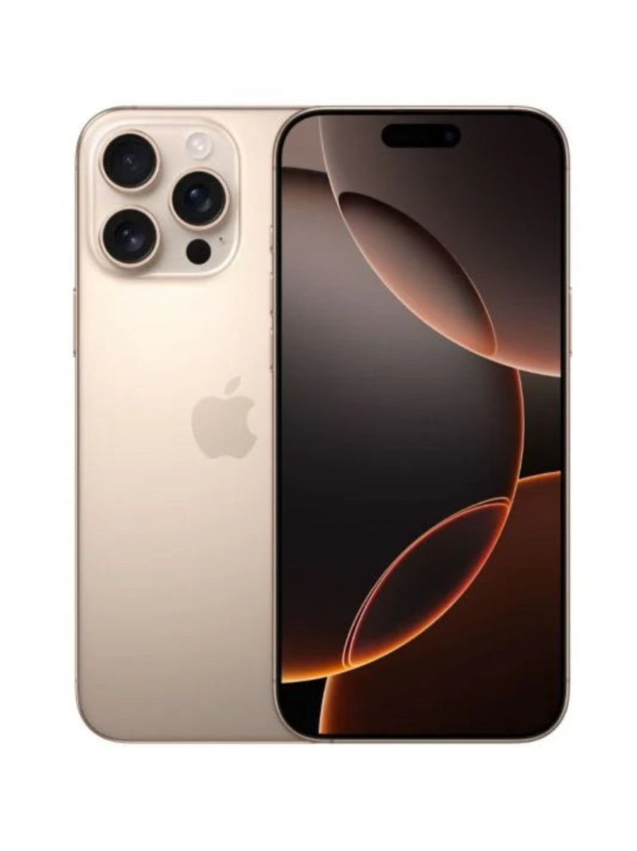 Apple iPhone 16 Pro Desert Titanium - front and back view