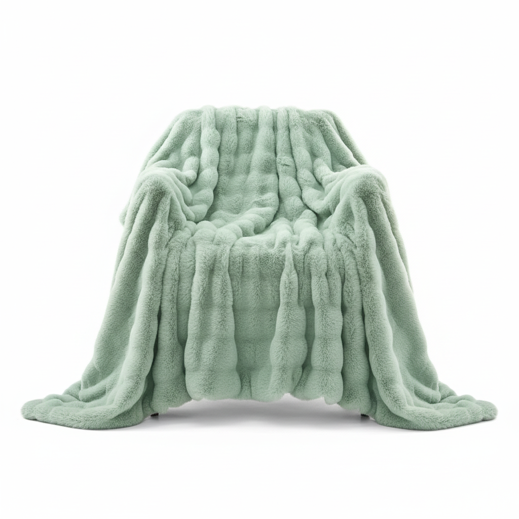 Light Green Faux Fur Throw Blanket
