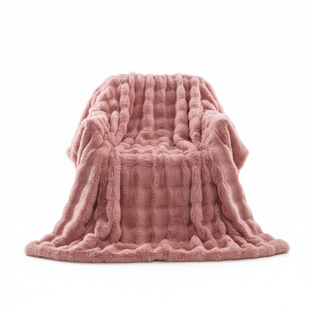 Luxury Rippled Faux Fur Throw Blanket