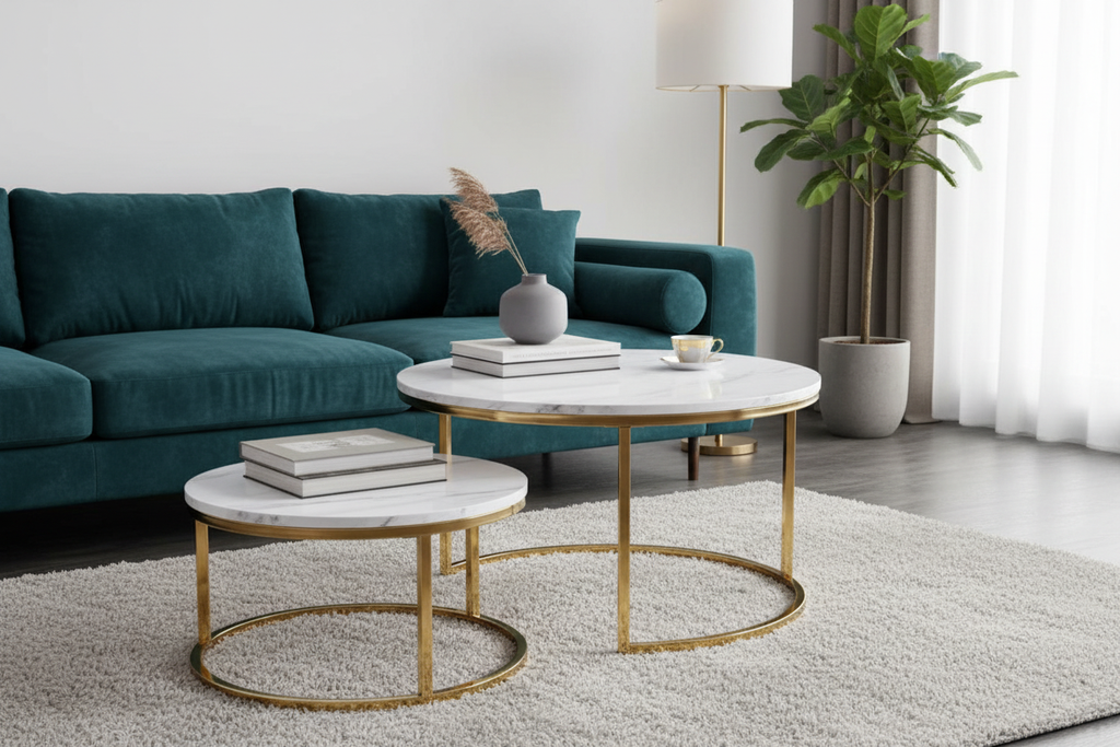 Marble Nesting Coffee Table Set - Front