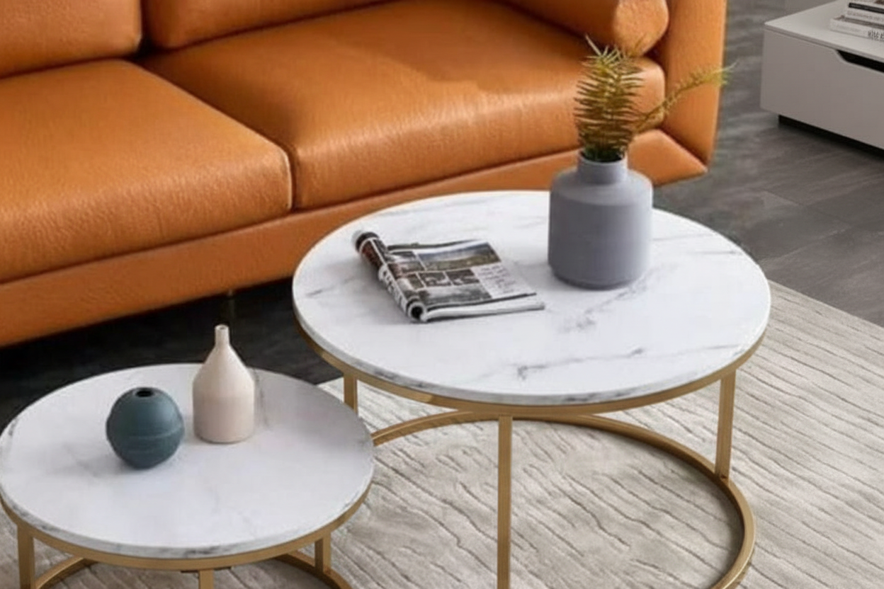 Marble Nesting Coffee Table Set - Side