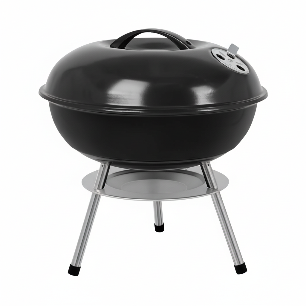 Portable Kettle Charcoal BBQ Grill - White Background