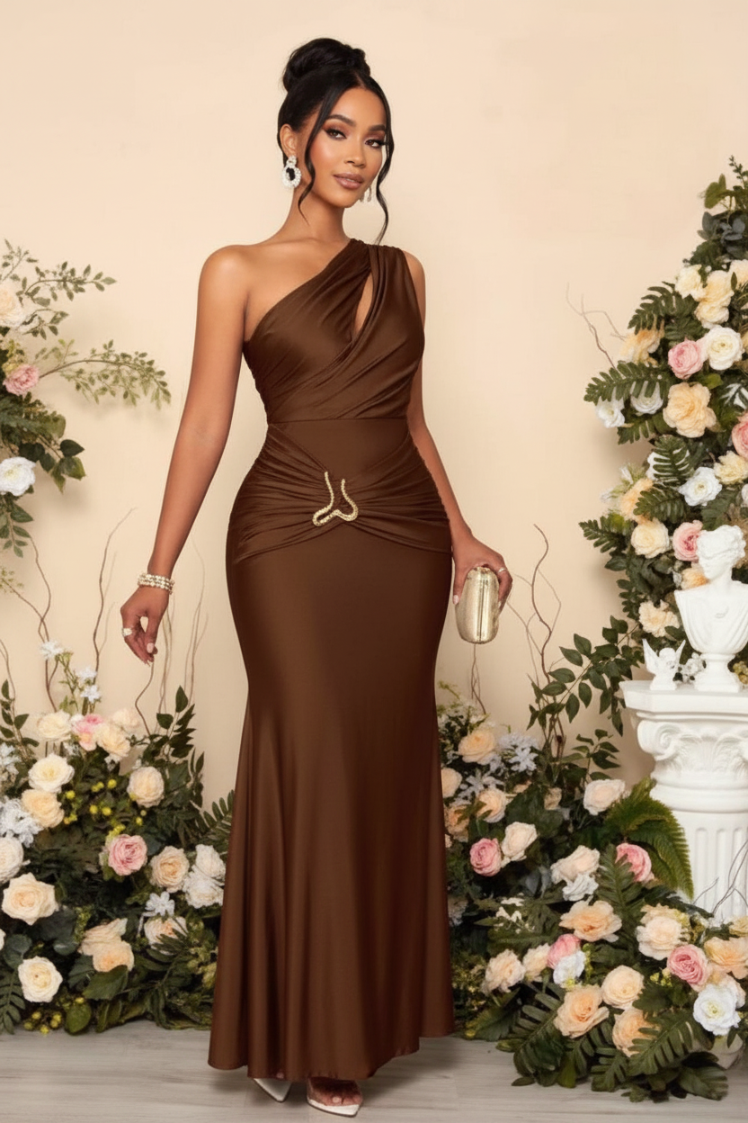 Recreated brown dress editorial