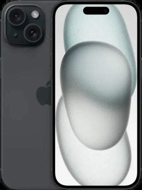 Apple iPhone 15 in Black - front and back view